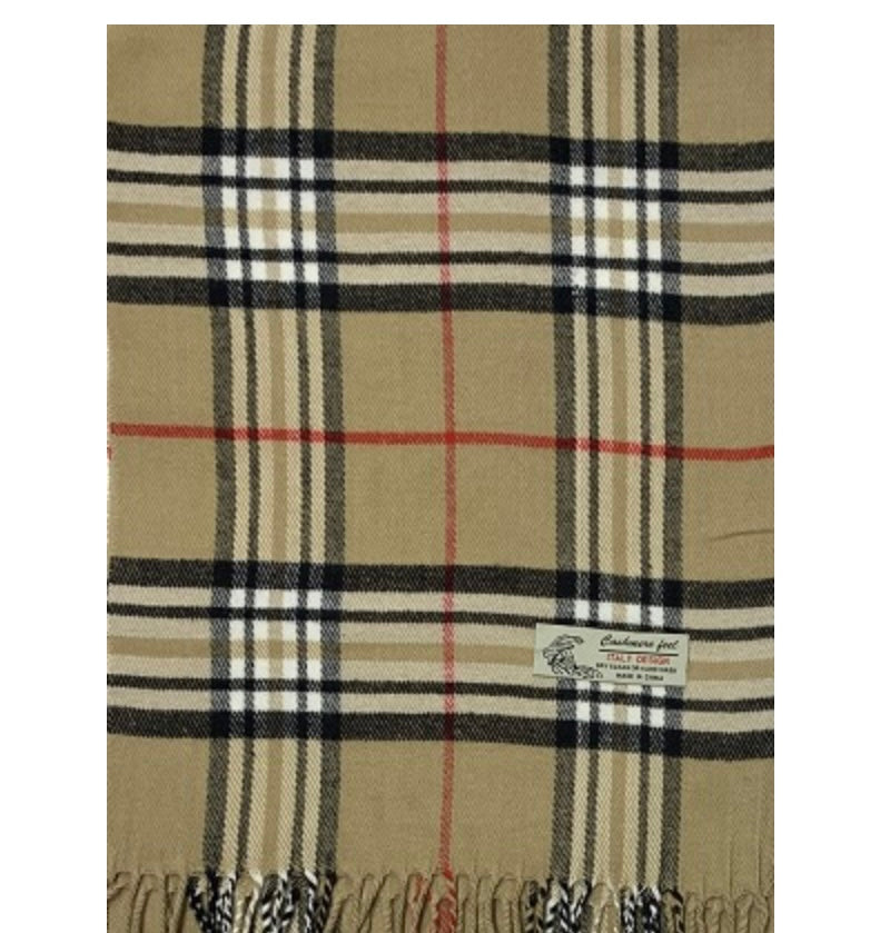Cashmere Blend Tan Plaid