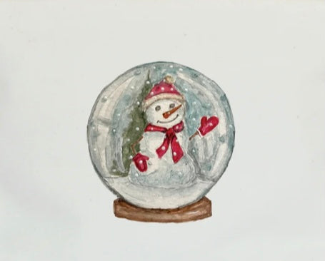 Snowman snowglobe tea towel