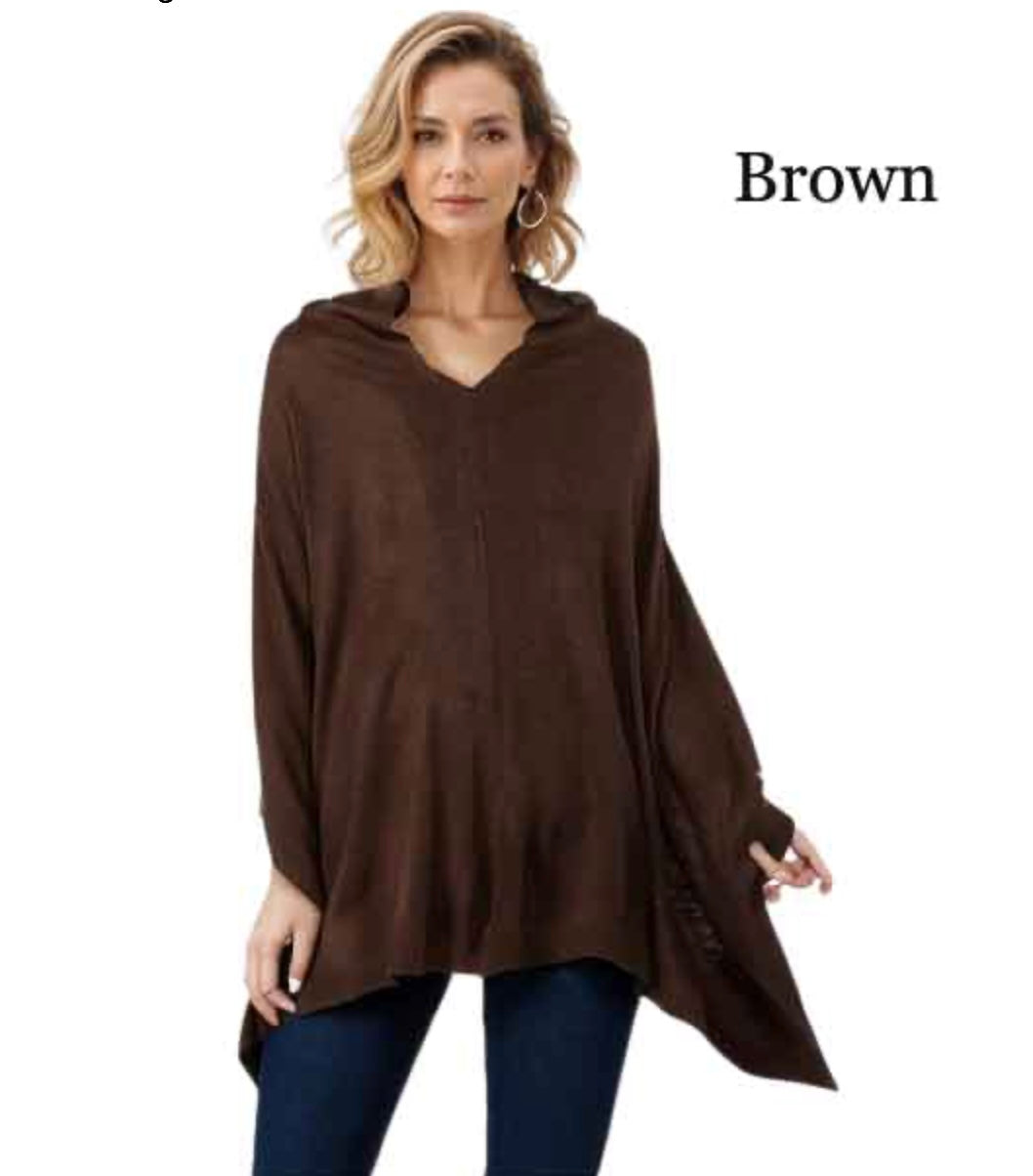 Cashmere feel Brown Poncho