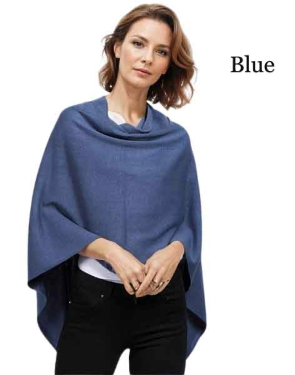 Cashmere feel Blue Poncho