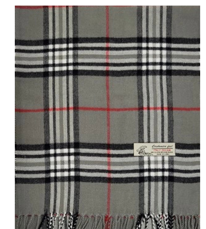 Cashmere Blend Scarf Grey Plaid