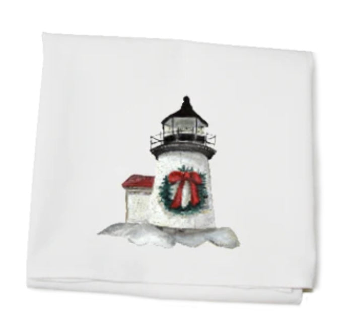 Holiday lighthouse tea towel