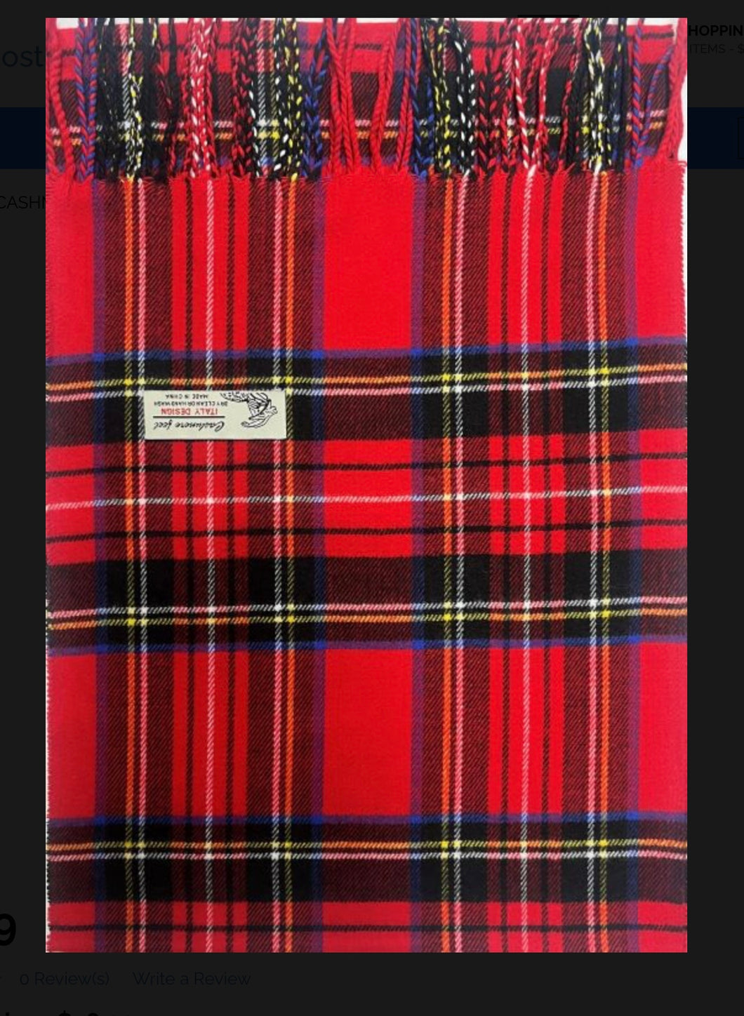 Cashmere Blend Scarf Tartan Red
