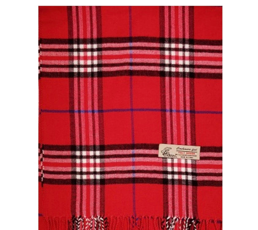 Cashmere Blend Scarf Red Plaid
