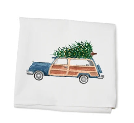 Christmas tree woody tea towel