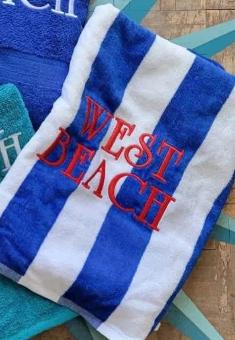 West Beach blue stripe towel