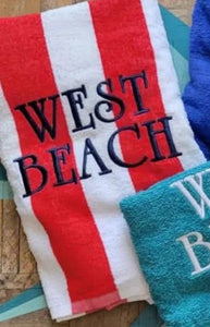 West Beach red stripe towel