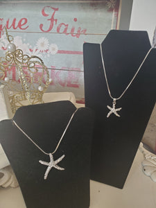 Silver crystal starfish necklaces