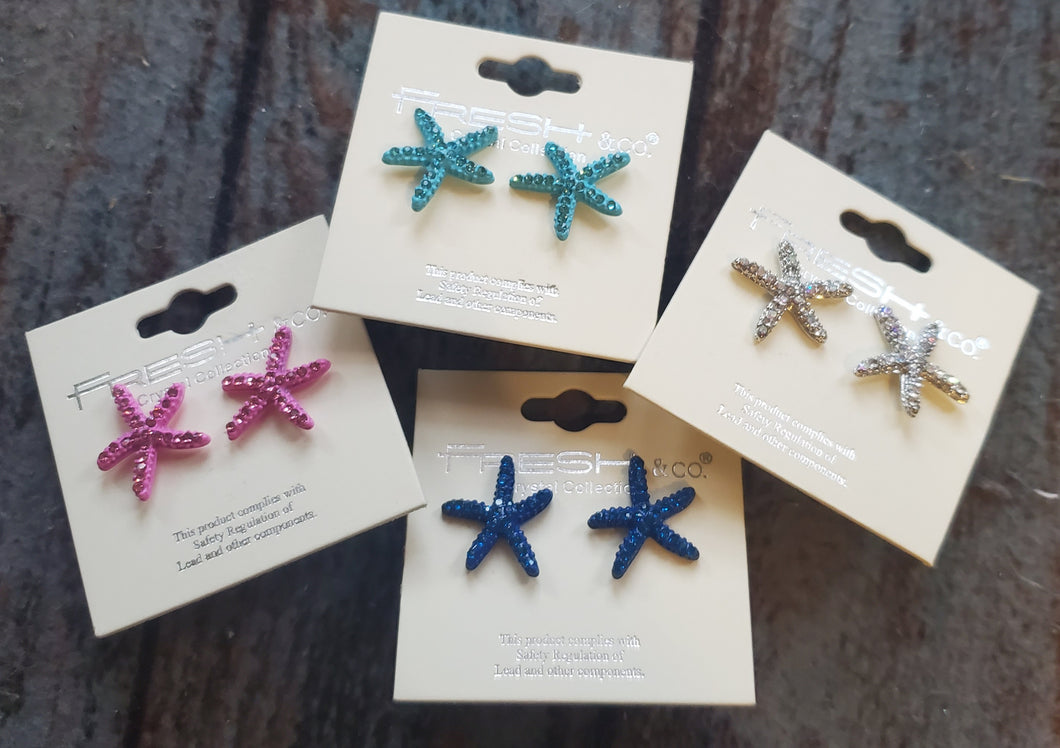 Crystal Starfish Stud Earrings